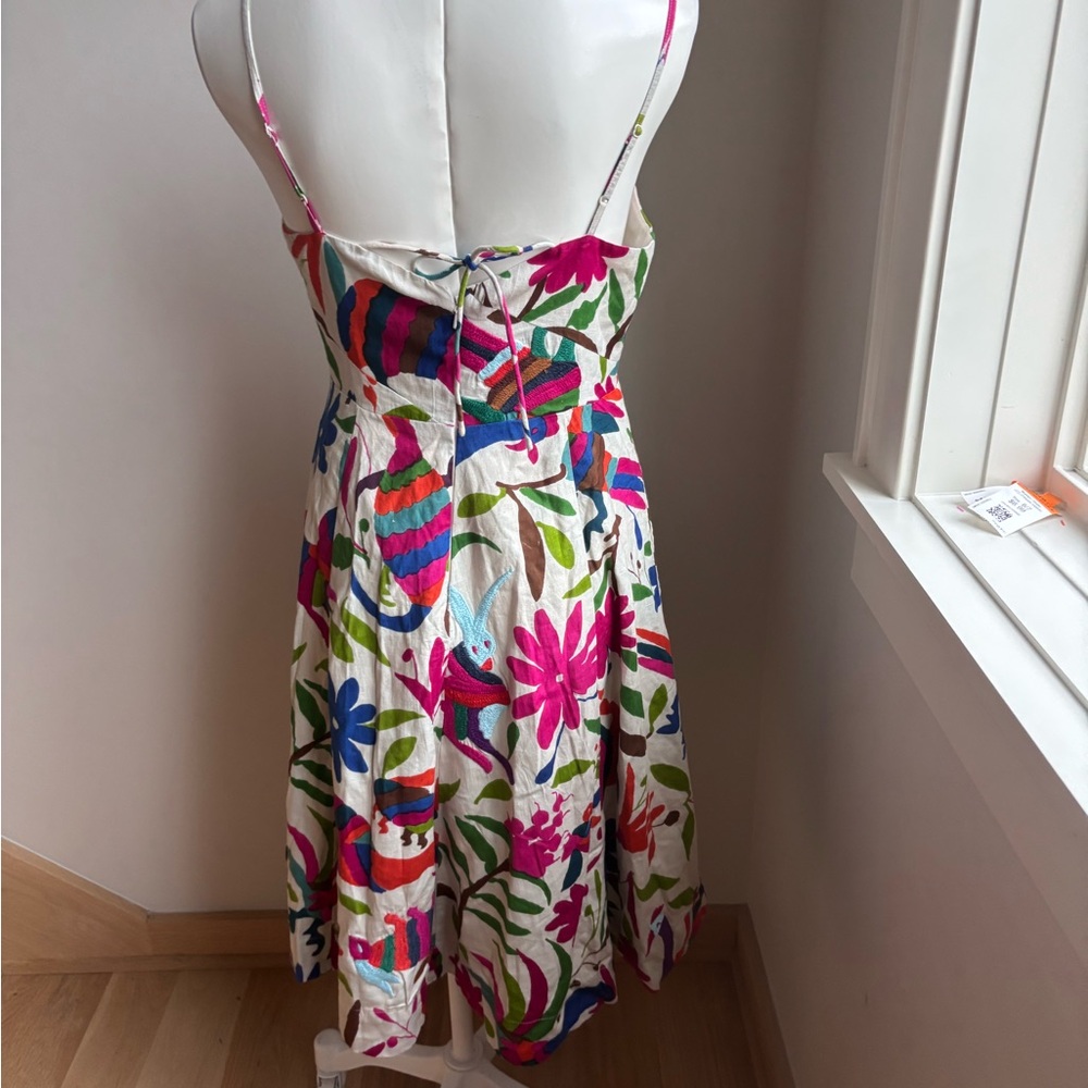 Anthropologie White Embroidered Floral Sundress with Multicolor Motifs - Picture 5 of 9